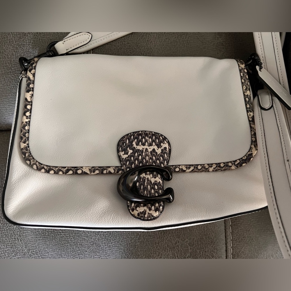 Coach Soft Tabby Shoulder Bag With Snakeskin Detail